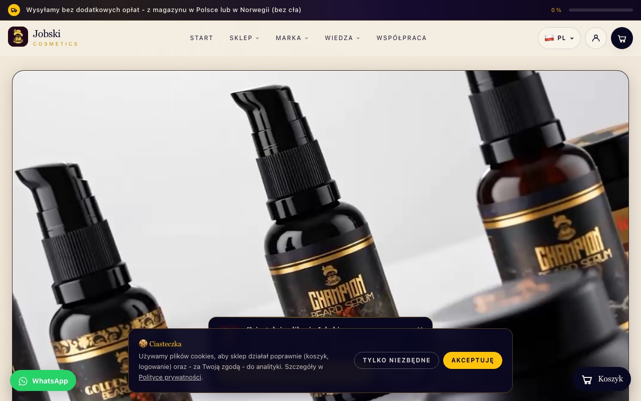 Screenshot of the Jobski Cosmetics website